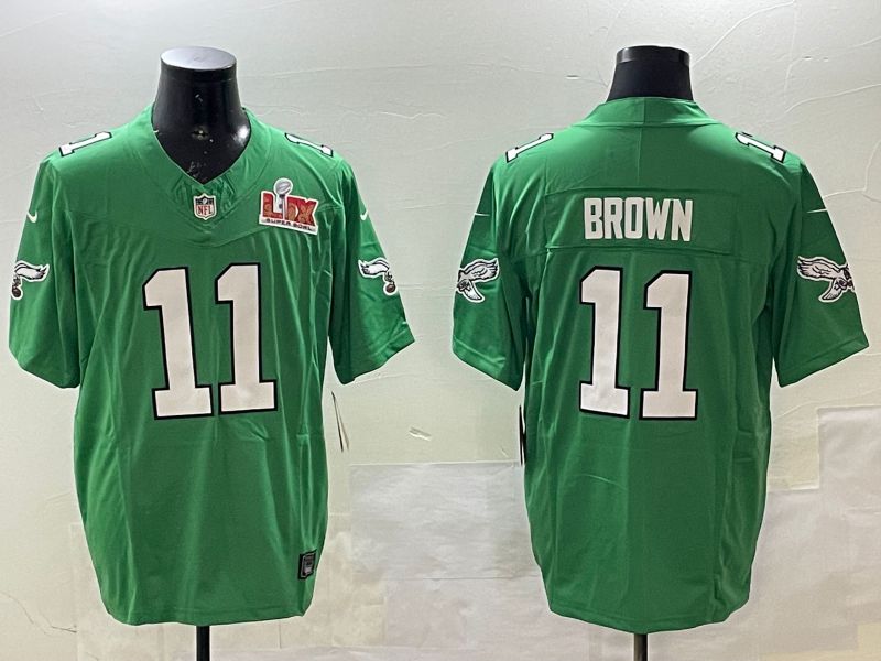 Men Philadelphia Eagles #11 Brown Green three generations 2025 Nike Vapor Limited NFL Jersey style 2